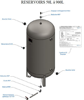 RESERVOIR D'AIR VERTICAL GALVANISE