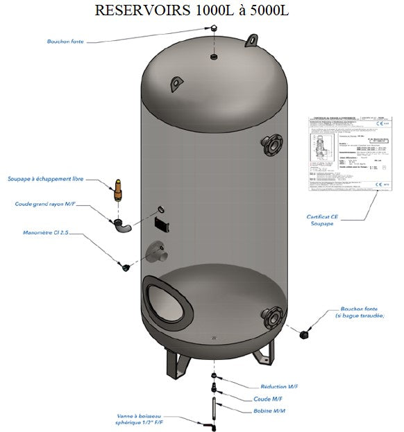 RESERVOIR D'AIR VERTICAL GALVANISE